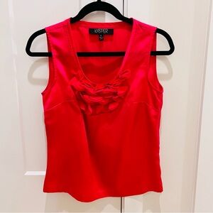 Silk-Like Magenta Blouse with Flower Ruffles